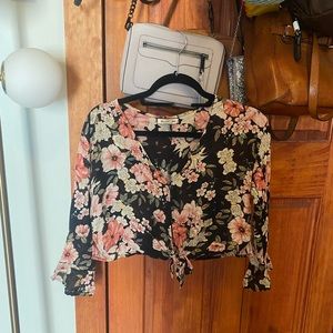 Billabong floral front tie shirt